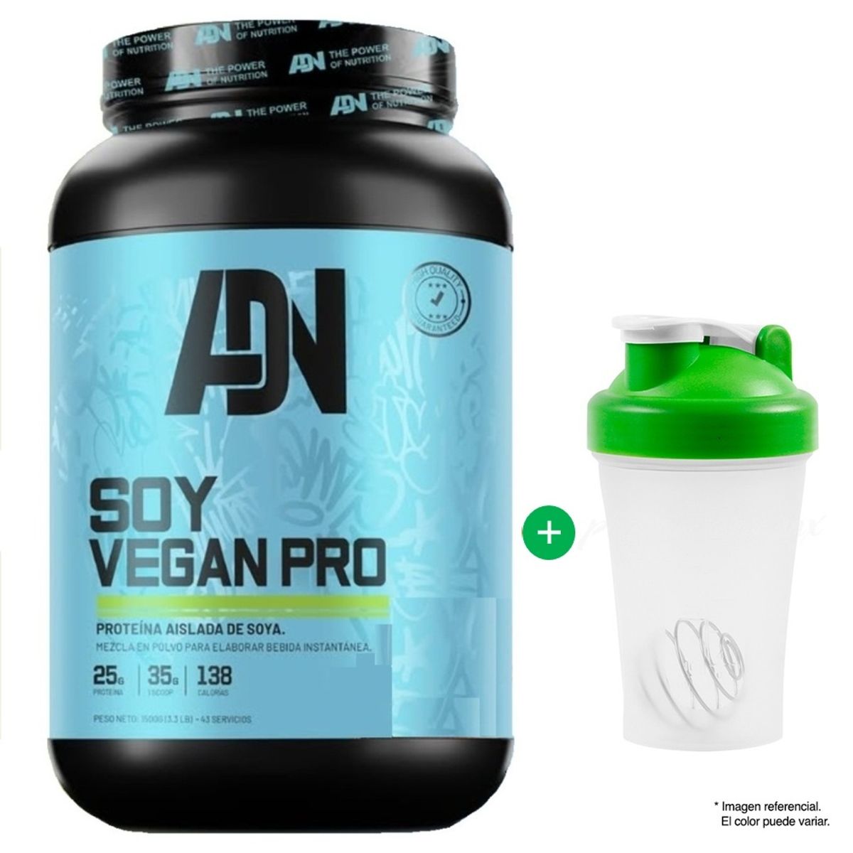 ADN - PROTEÍNA SOY VEGAN 1.5 KG VAINILLA ADN NUTRITION MÁS OBSEQUIO