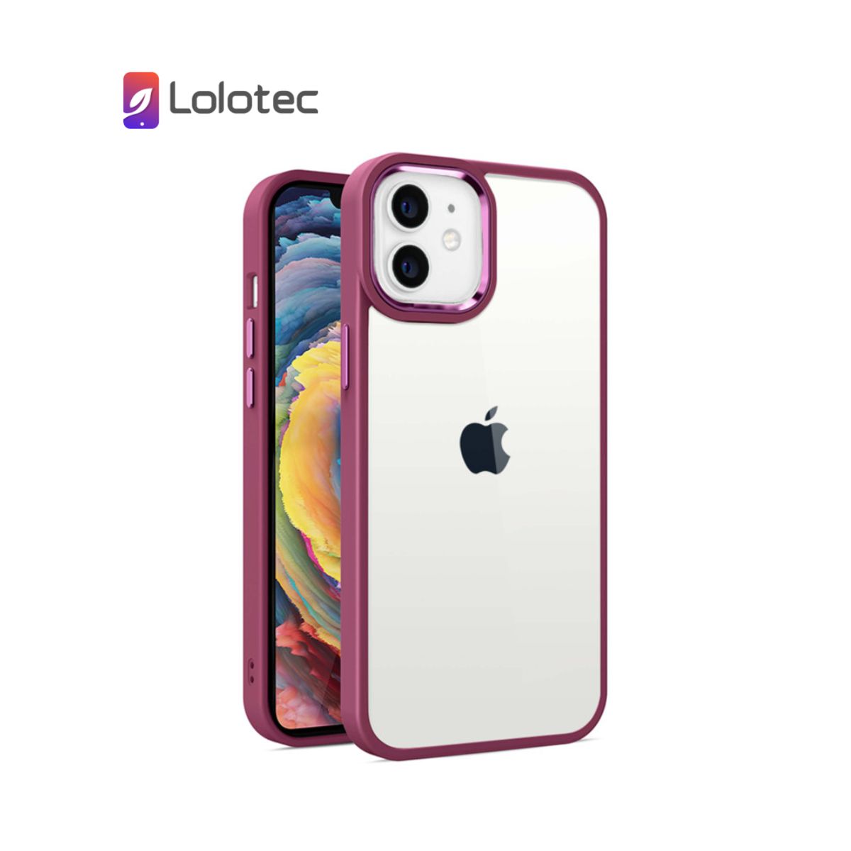 GENERICO - Case  iPhone 12 Pro Max Casely  I Transparente con Bordes Rosado