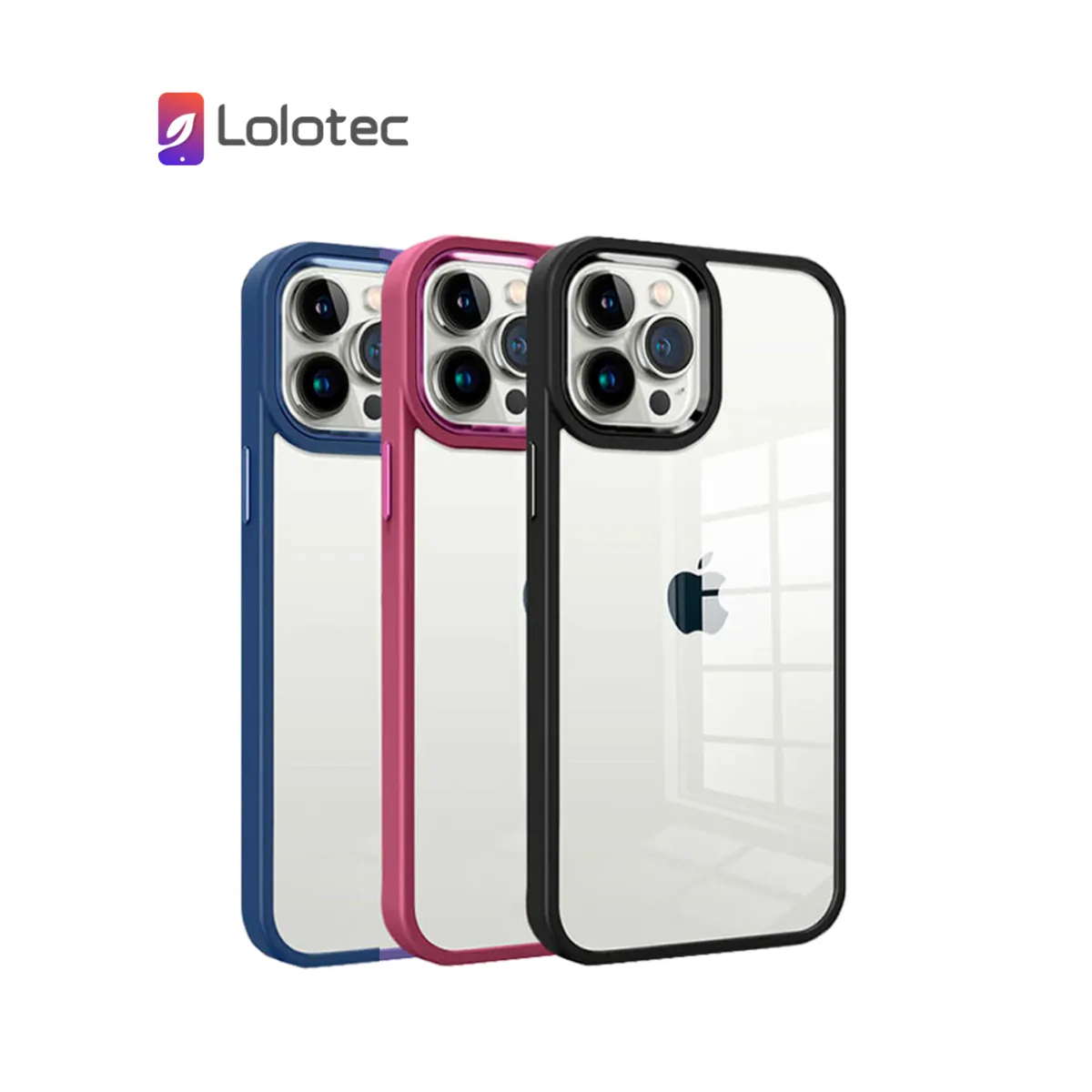 GENERICO - Case Para iPhone 13 Casely Transparente Con Borde Rosa