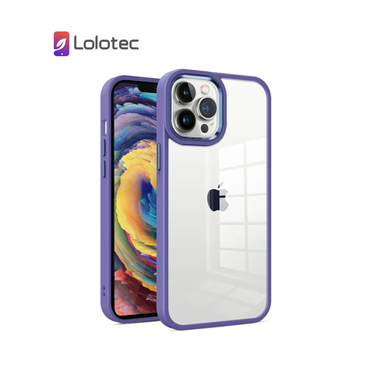 GENERICO - Case  iPhone 12 Pro Max Casely  I Transparente con Bordes Morado