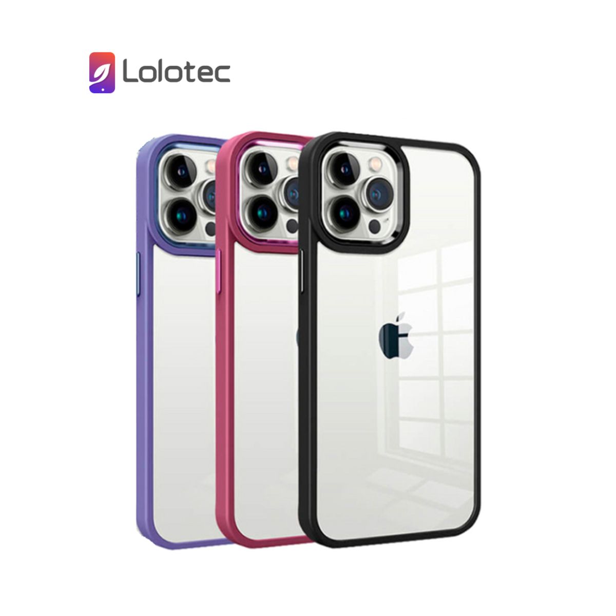 GENERICO - Case  iPhone 12 Pro Max Casely  I Transparente con Bordes Morado