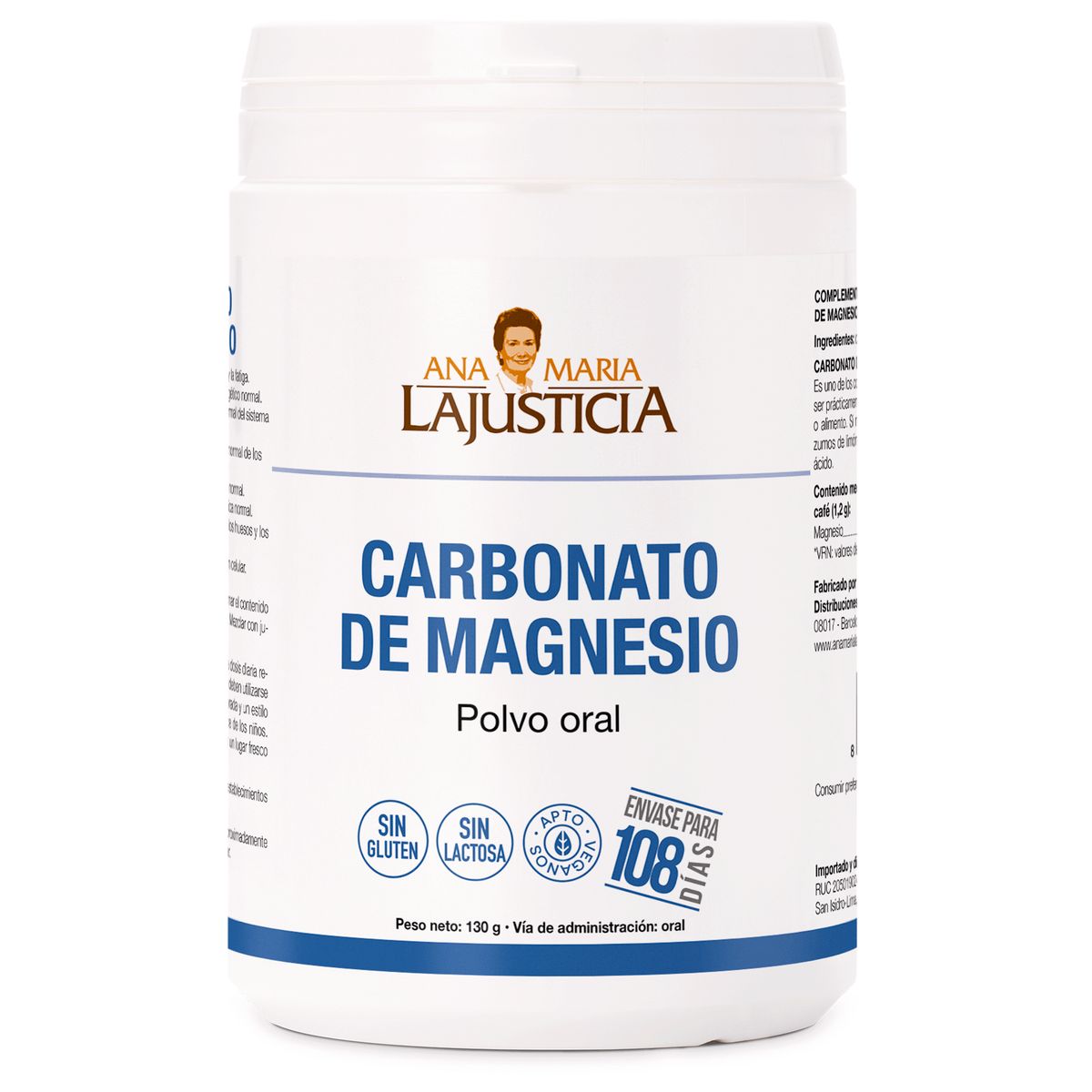 ANA MARIA LAJUSTICIA - CARBONATO DE MAGNESIO Presentación en Polvo
