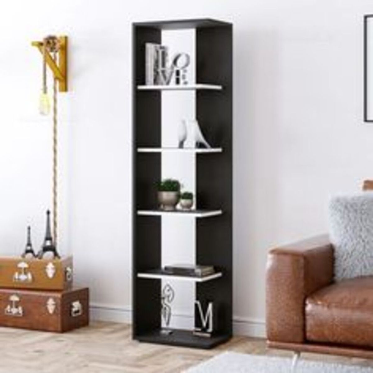 GENERICO - Estante Lineal Moderno Anita Negro Con Blanco