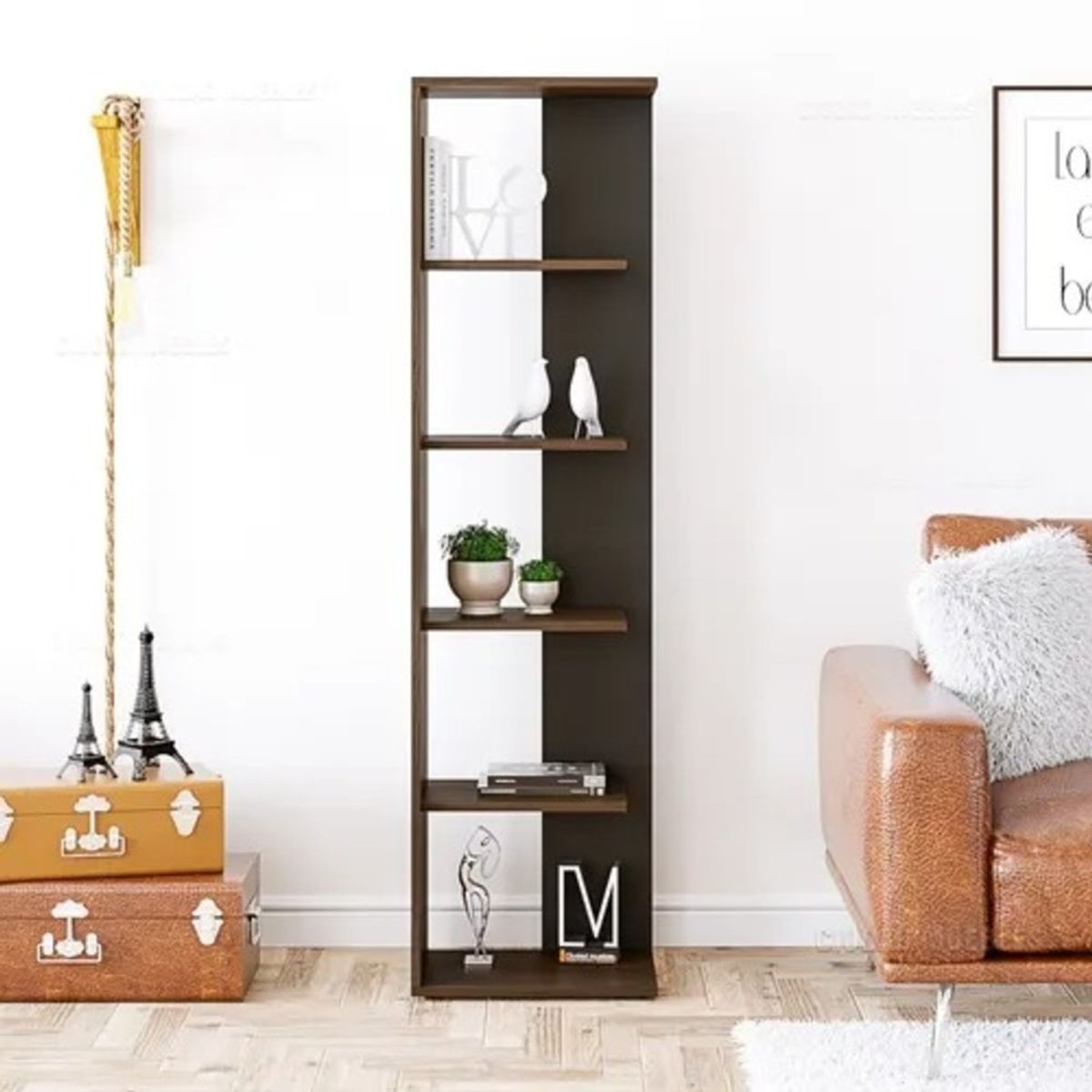 GENERICO - Estante Lineal Moderno Anita Wengue Con Fondo Negro