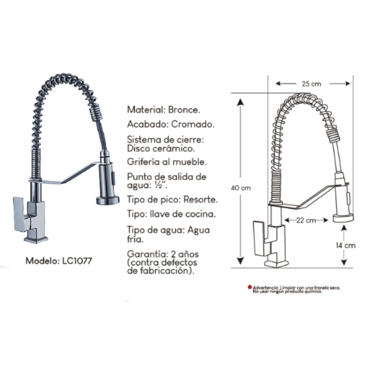 XM - Llave Ganso Para Cocina en Bronce Cromado