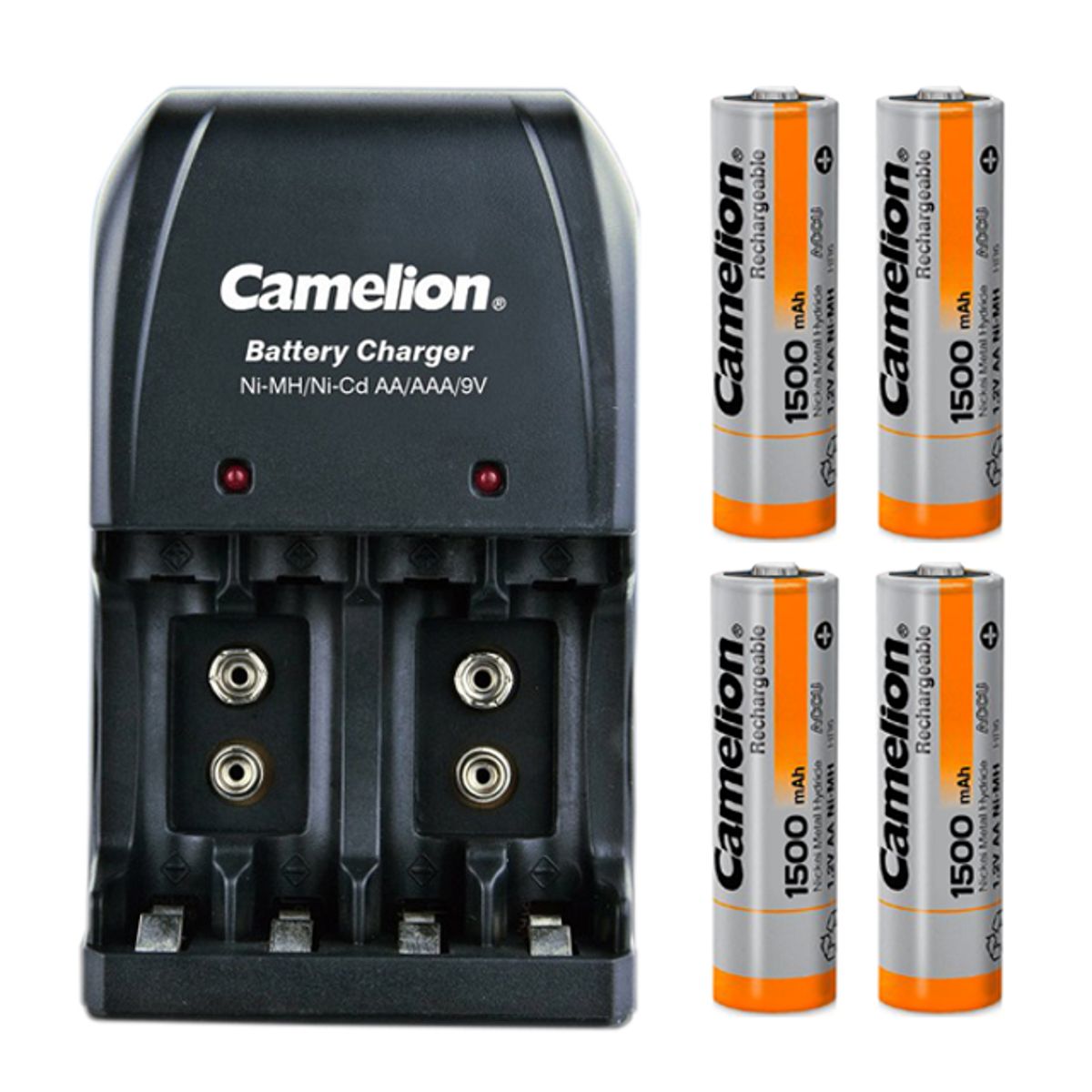 CAMELION - Cargador para  4xAA -4xAAA y 2x9v + 4  Pilas Recargables de AA1500mah