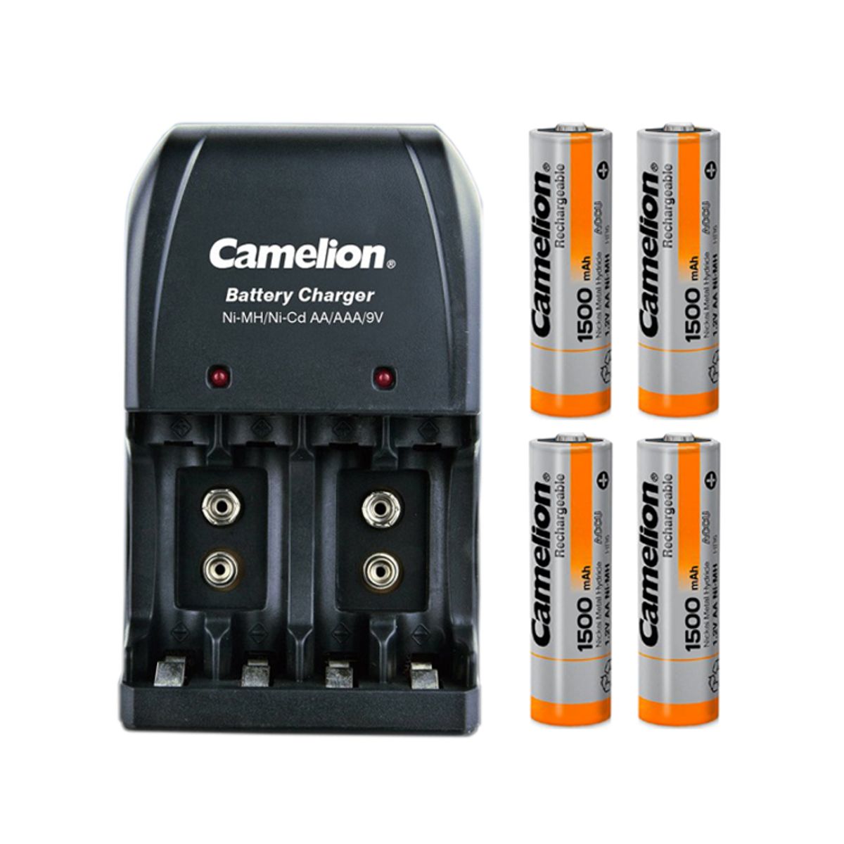 CAMELION - Cargador para  4xAA -4xAAA y 2x9v + 4  Pilas Recargables de AA1500mah