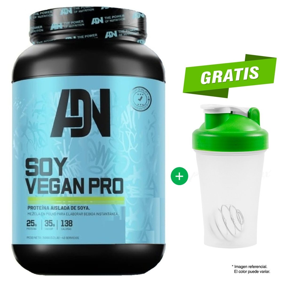 ADN - Proteína Adn Soy Vegan Protein 1.5 kg Vainilla Shaker