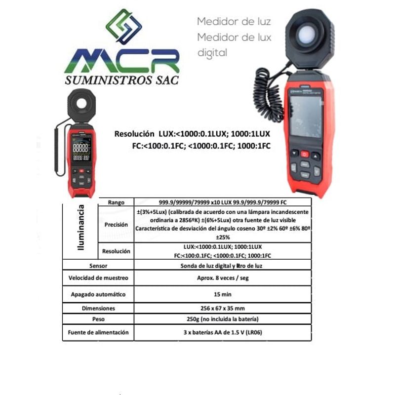 GENERICO - MEDIDOR DE LUZ CON PANTALLA LCD DIGITAL LUXOMETRO