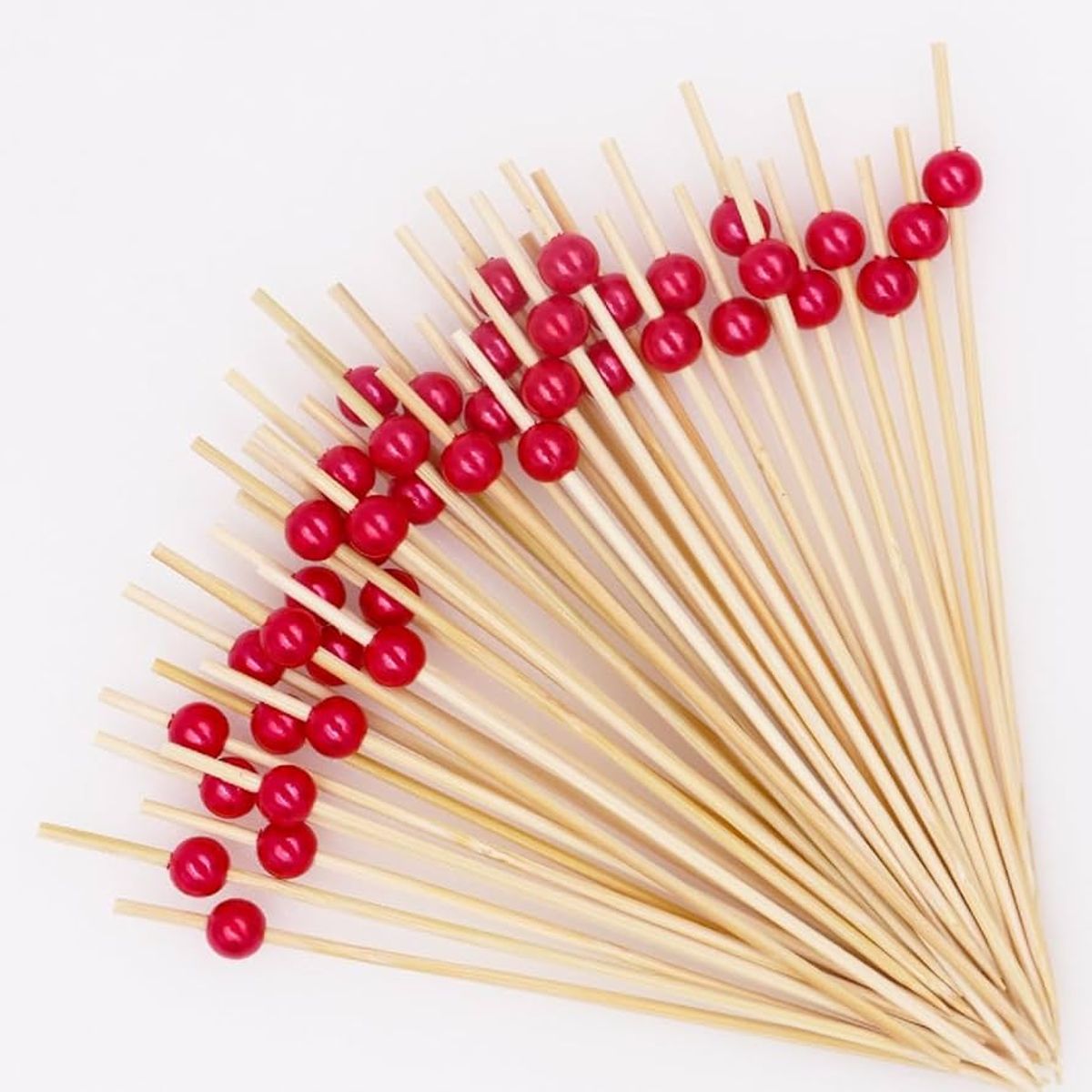 GENERICO - Cocktail Picks - Palillos para decoración de bamboo Rojo - Paq x 100und