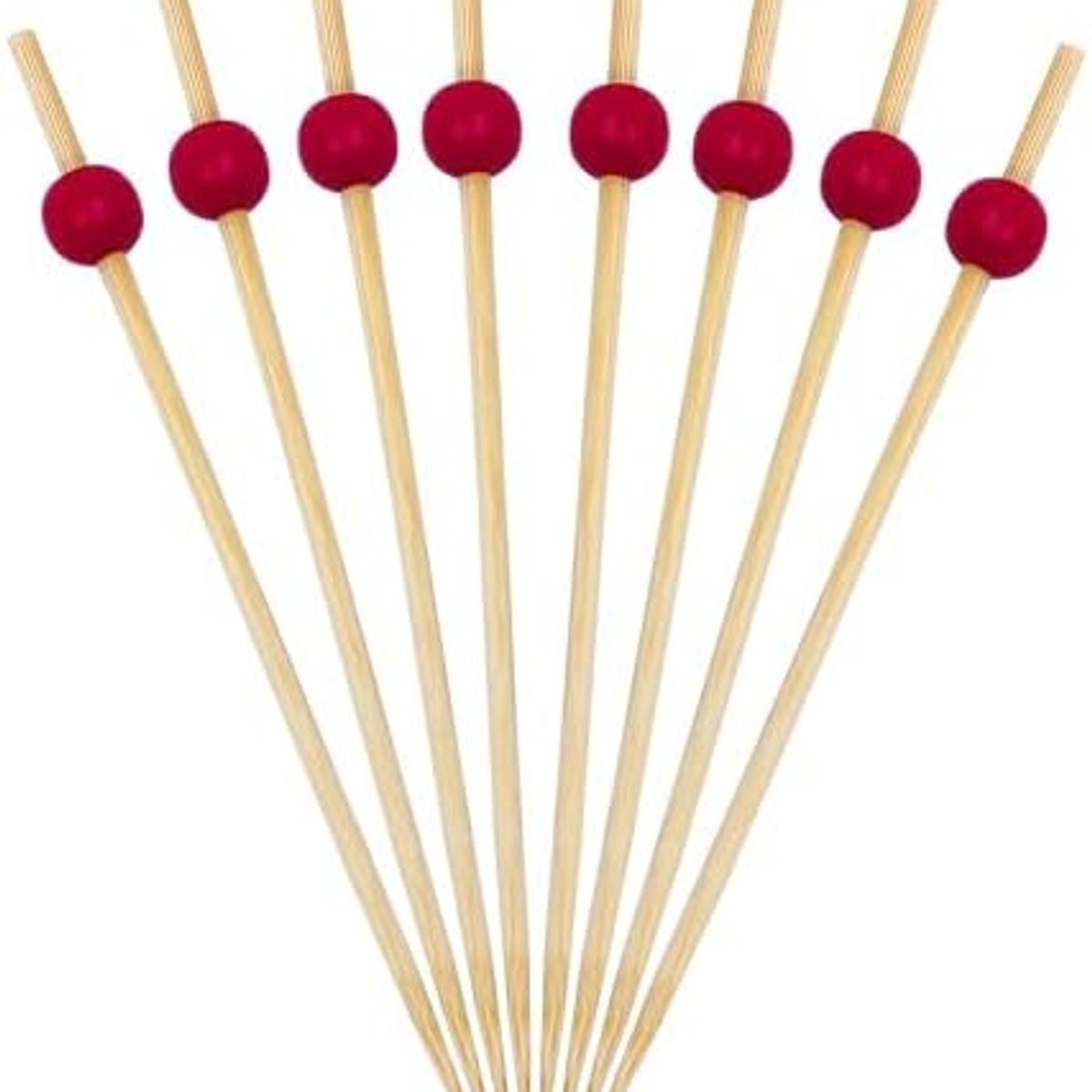 GENERICO - Cocktail Picks - Palillos para decoración de bamboo Rojo - Paq x 100und