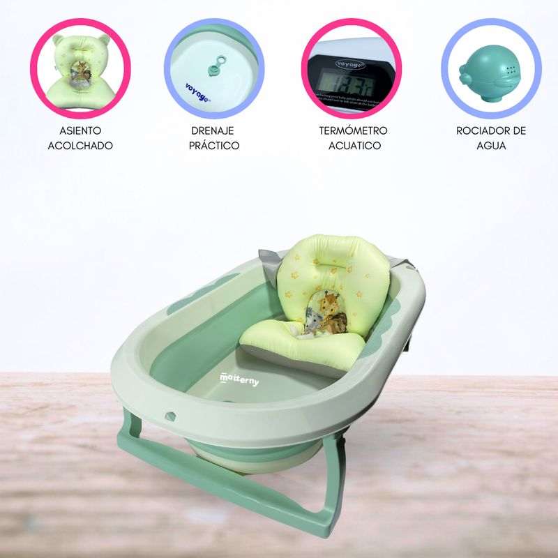 CUZKA - BAÑERA PLEGABLE CON TERMÓMETRO «AQUATIC» GREEN