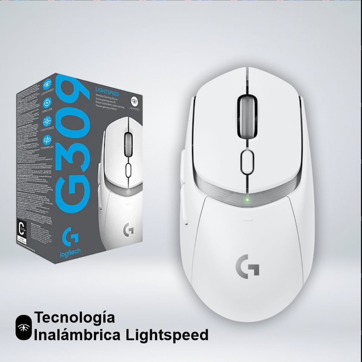 LOGITECH - MOUSE GAMER G309 USB LIGHTSPEED SENSOR HERO 25K DPI BLANCO