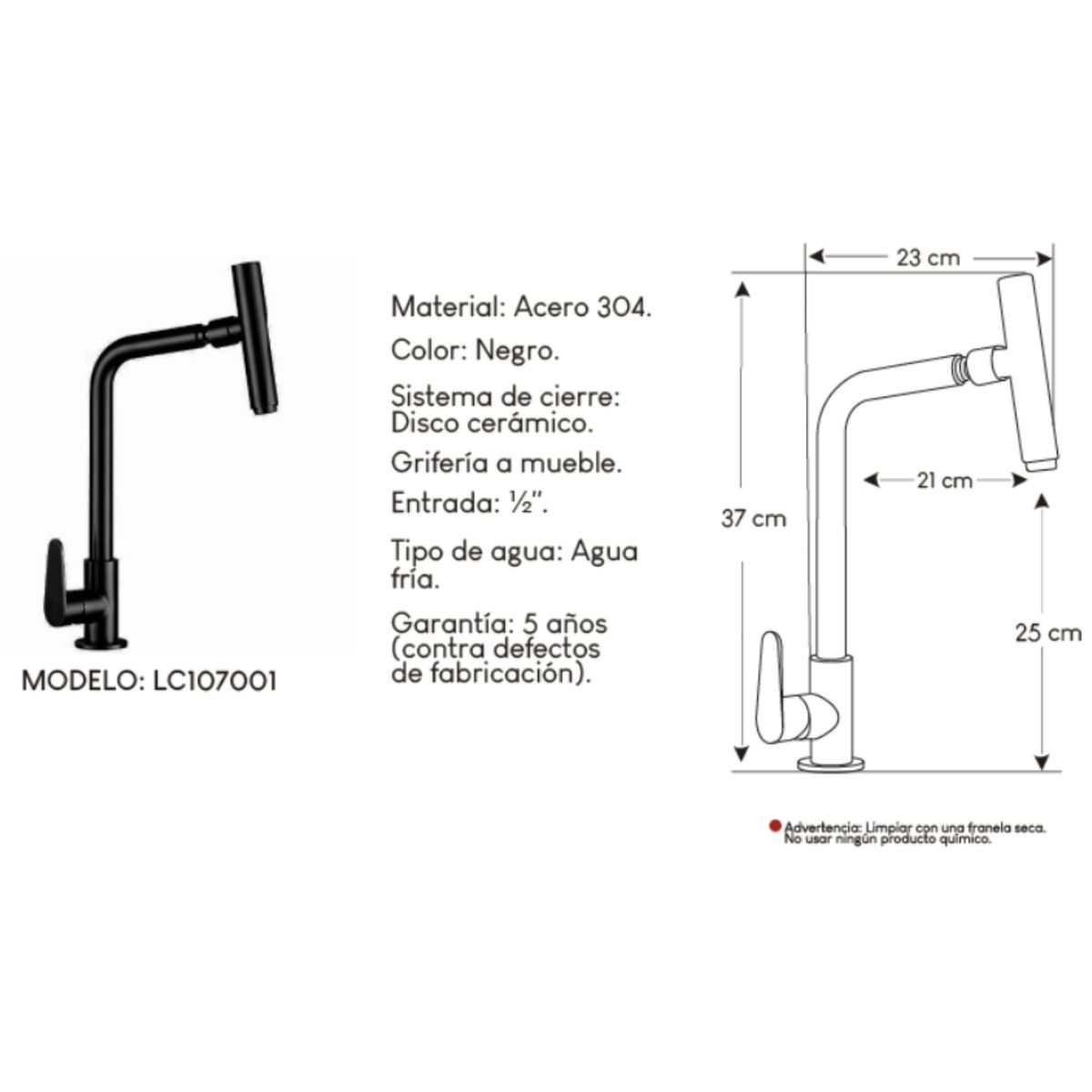 IMPORTADO MC - Grifería tipo Ganso para Cocina Acero 304 Negro