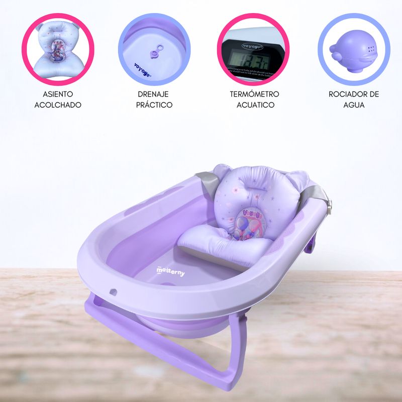 CUZKA - BAÑERA PLEGABLE CON TERMÓMETRO «AQUATIC» PURPLE