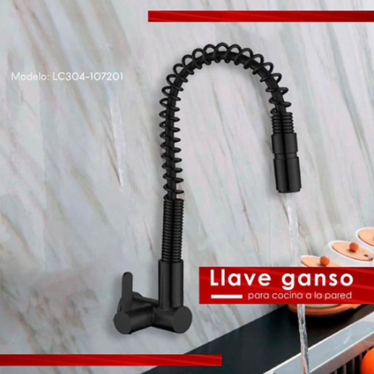 IMPORTADO MC - Grifería tipo Ganso para Cocina en Acero Inoxidable Negro Satinado