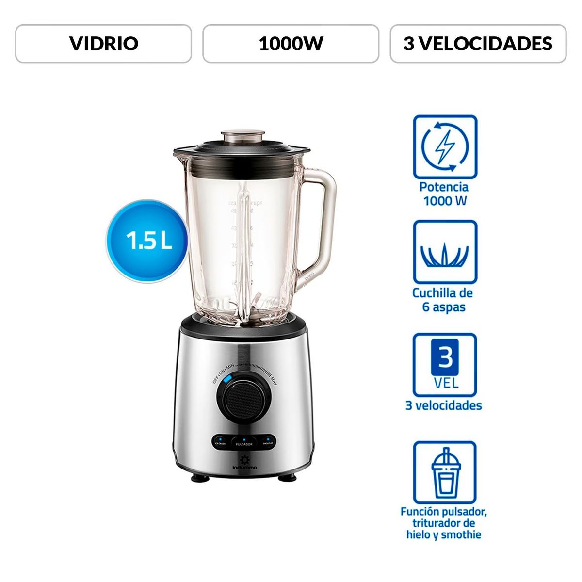 INDURAMA - Licuadora Indurama Li-inx 15l Croma