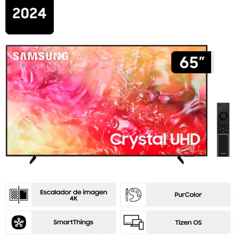 SAMSUNG - Televisor Samsung Crystal 65 UHD 4K Tizen OS Smart TV UN65DU7000GXPE 2024