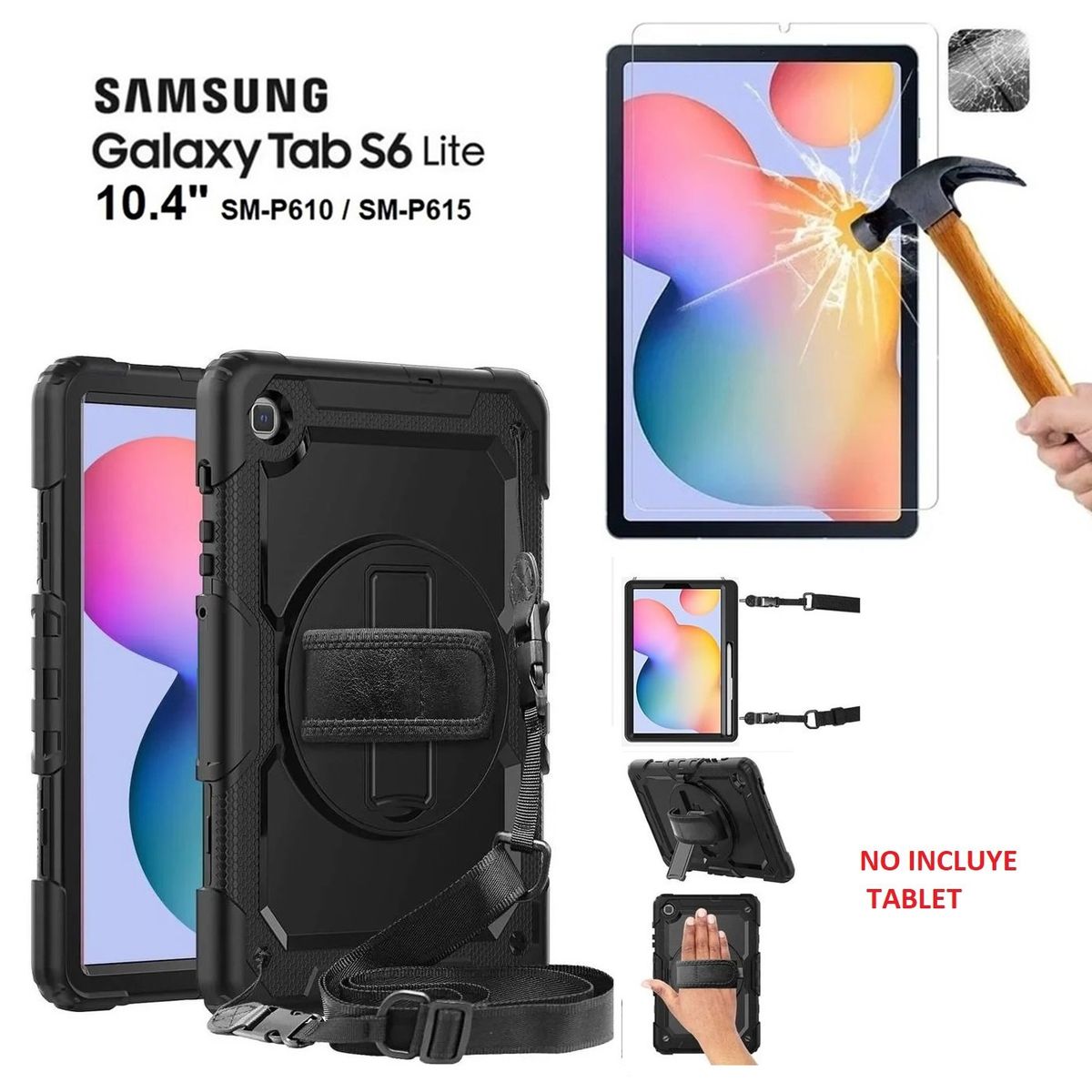 GENERICO - Funda Armor + Mica de Vidrio para Samsung Tab S6 Lite SM-P610 P615