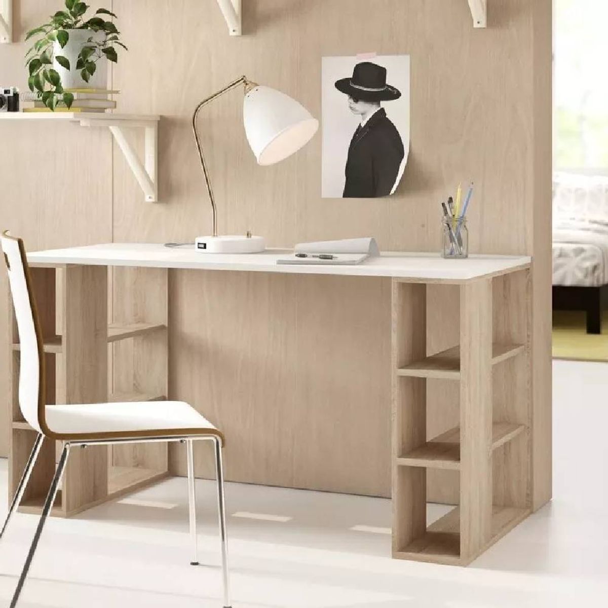 NACION MUEBLES - ESCRITORIO ANNA COLOR DUNA CON BLANCO NM