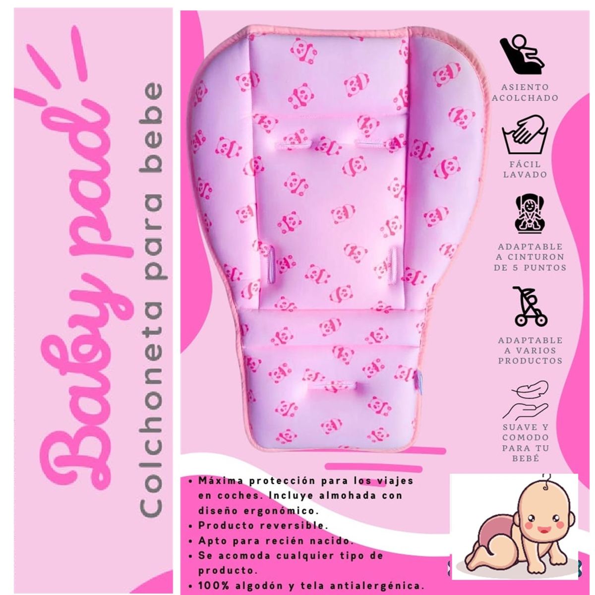 GENERICO - Colchoneta Comodo Para tu Bebe en Coches y Sillas