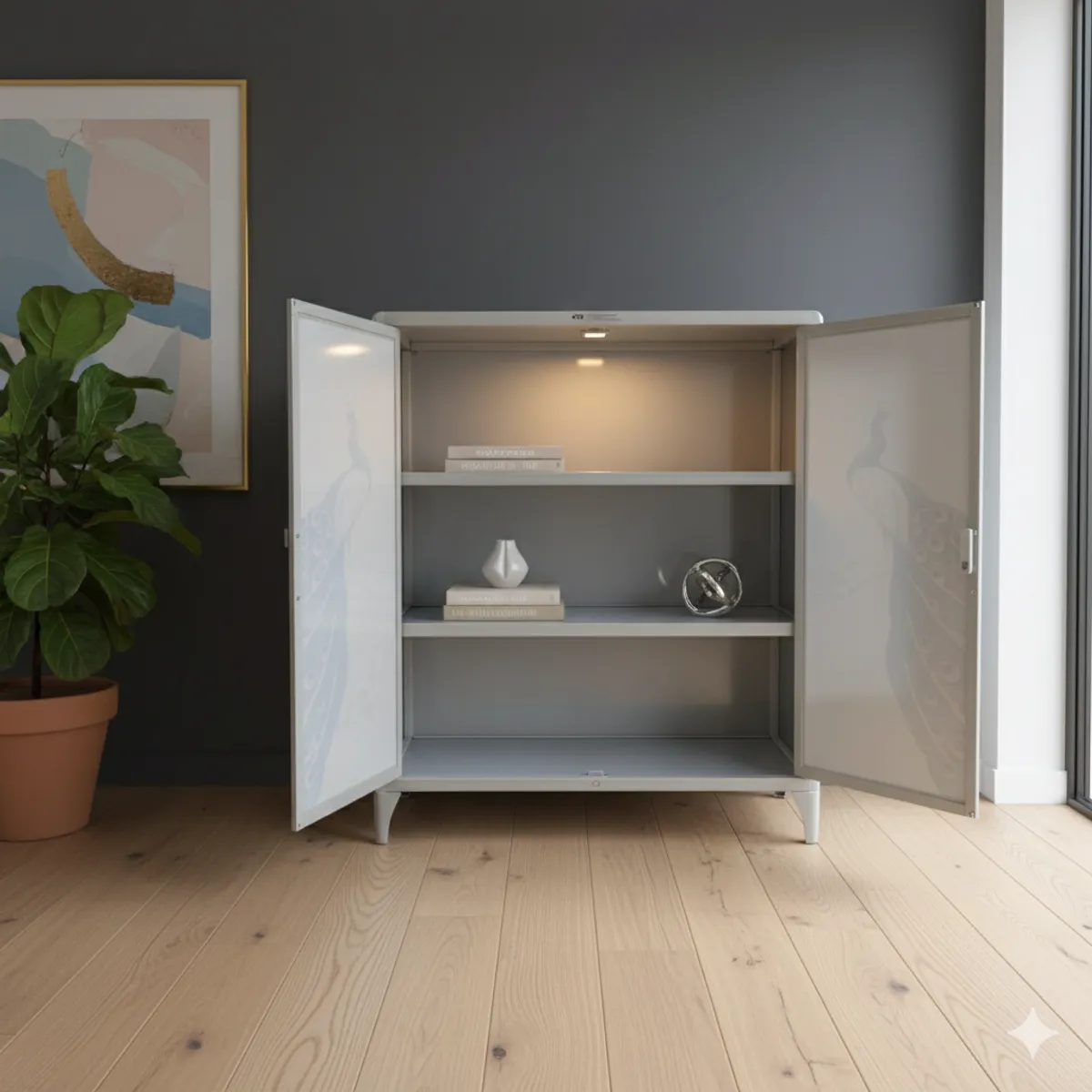 MIN CITY HOME - Armario de Almacenamiento Pavo Real de 2 puertas