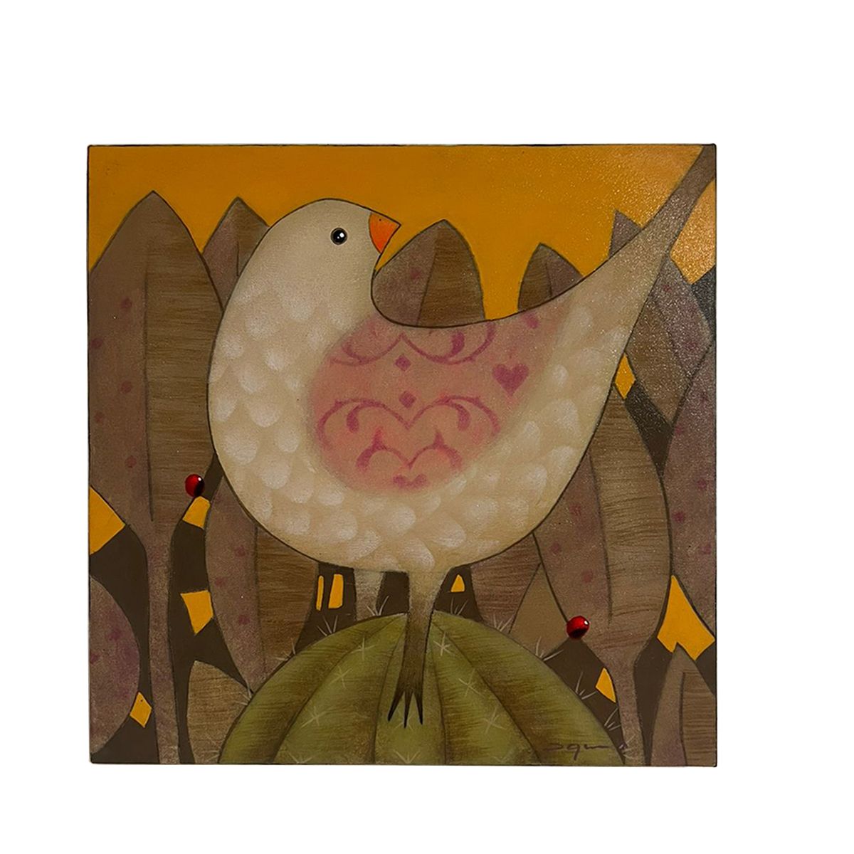 MAP DESIGN HOME - Cuadro Decorativo al Óleo Ave Natural II 64x64 cm