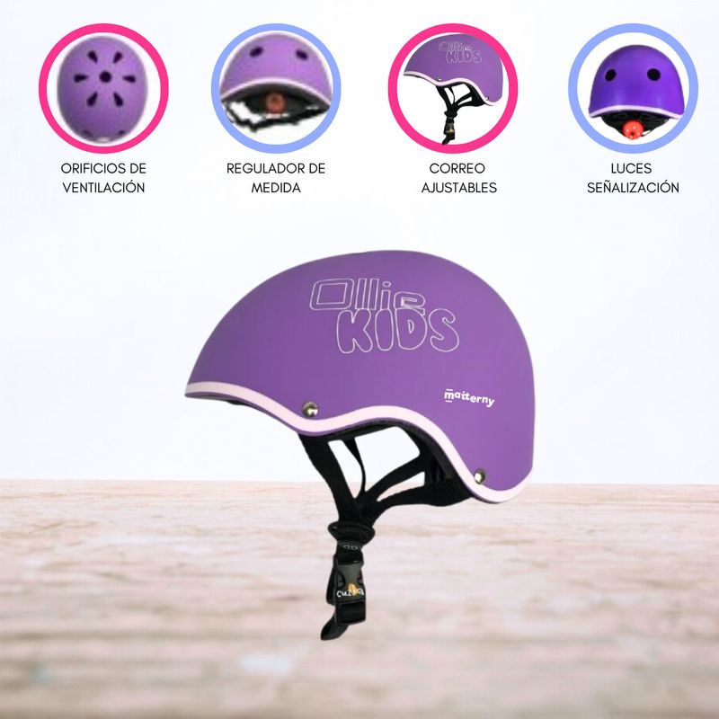 OLLIE - CASCO PROTECTOR REGULABLE PARA NIÑOS «S OLLIE KIDS» PURPLE