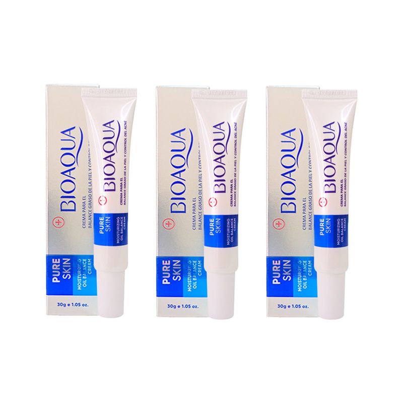 BIOAQUA - PACK 3 CREMA ANTIACNE ELIMINA ESPINILLAS Y PUNTOS NEGROS BIOAQUA