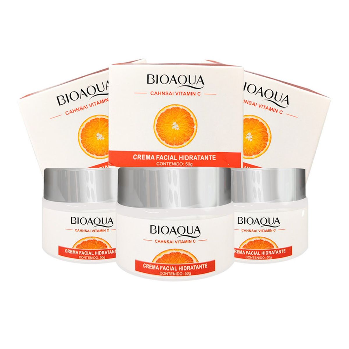 BIOAQUA - PACK 3 CREMA FACIAL HIDRATANTE VITAMINA C BIOAQUA