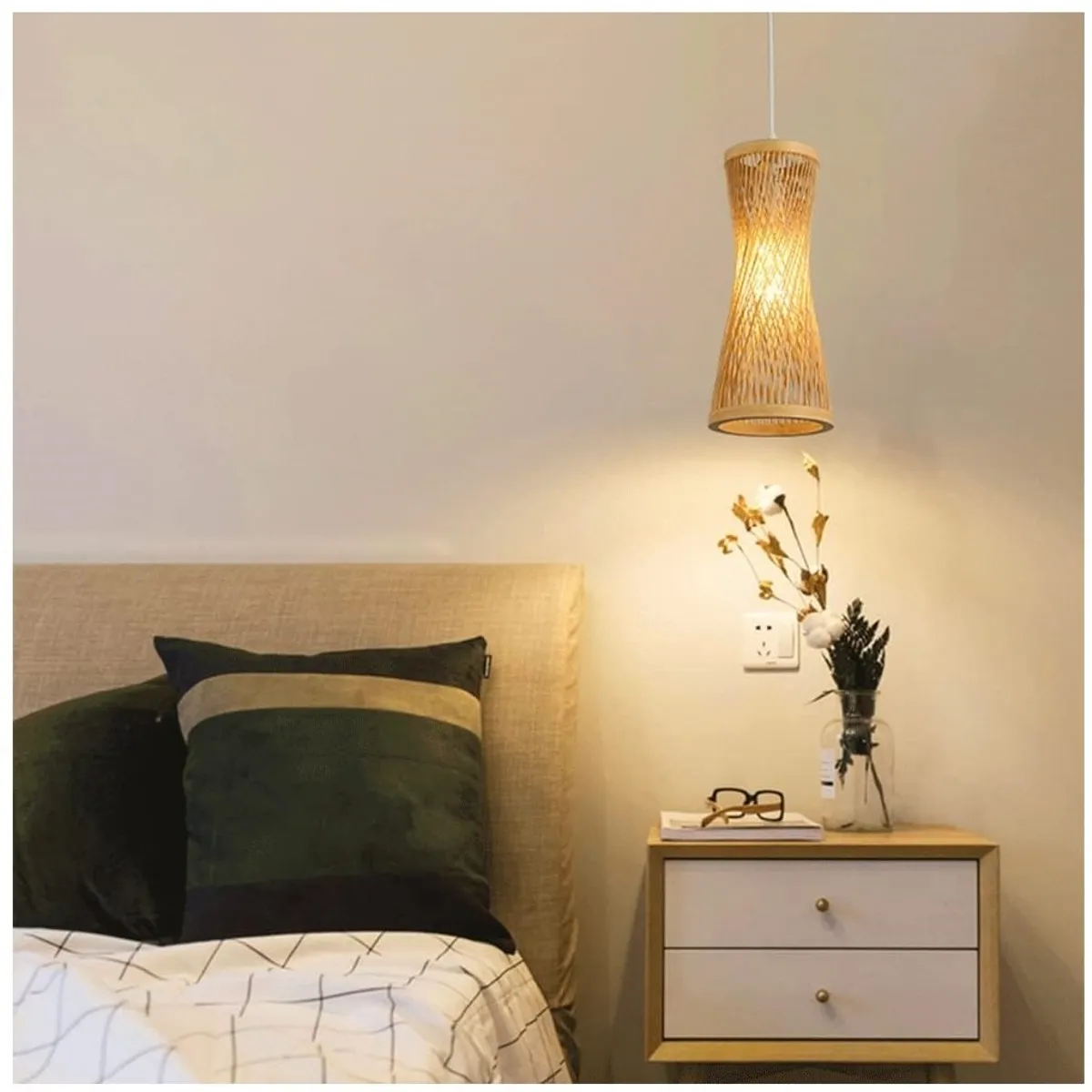 GENERICO - Lámpara colgante de ratán lineal