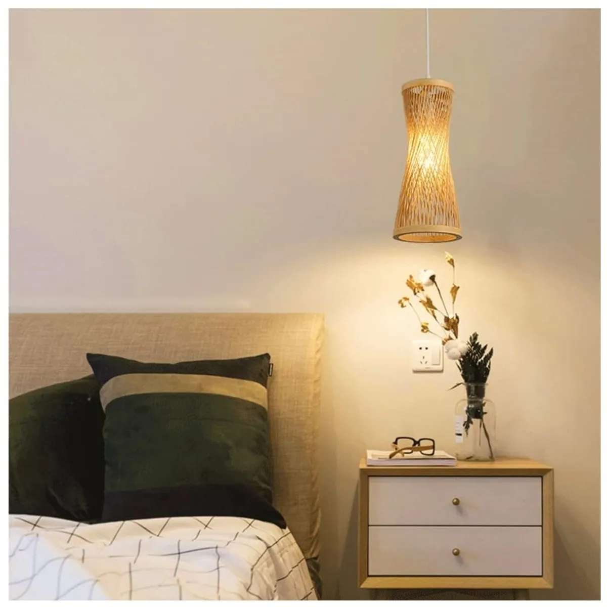 GENERICO - Lámpara colgante de ratán lineal