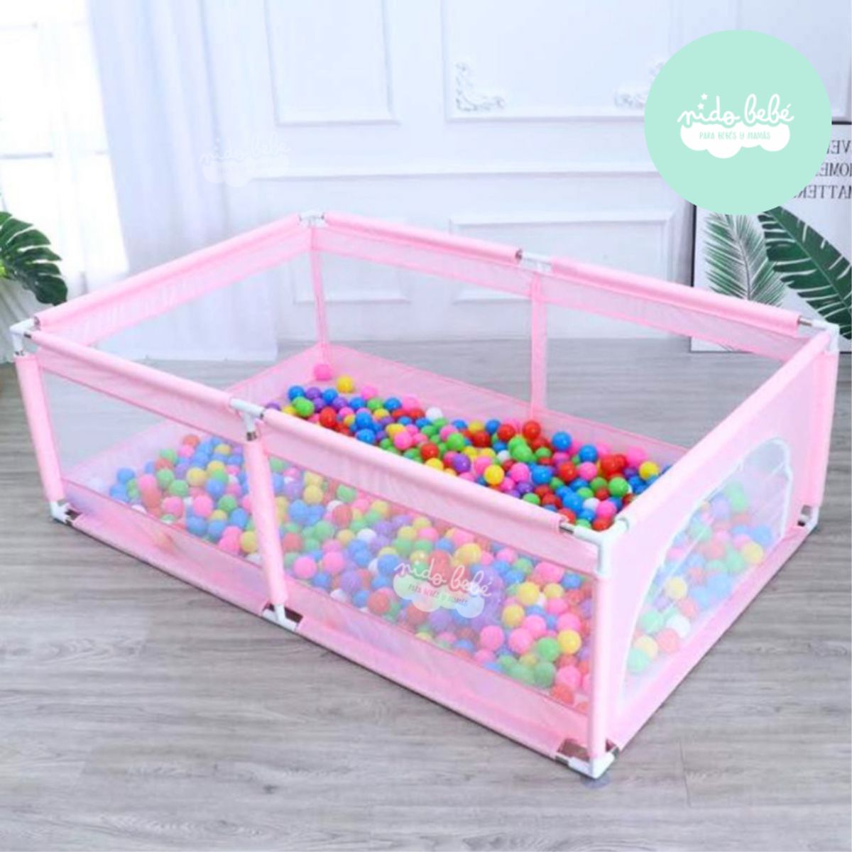 GENERICO - CORRALITO INFANTIL de tela rectangular rosado