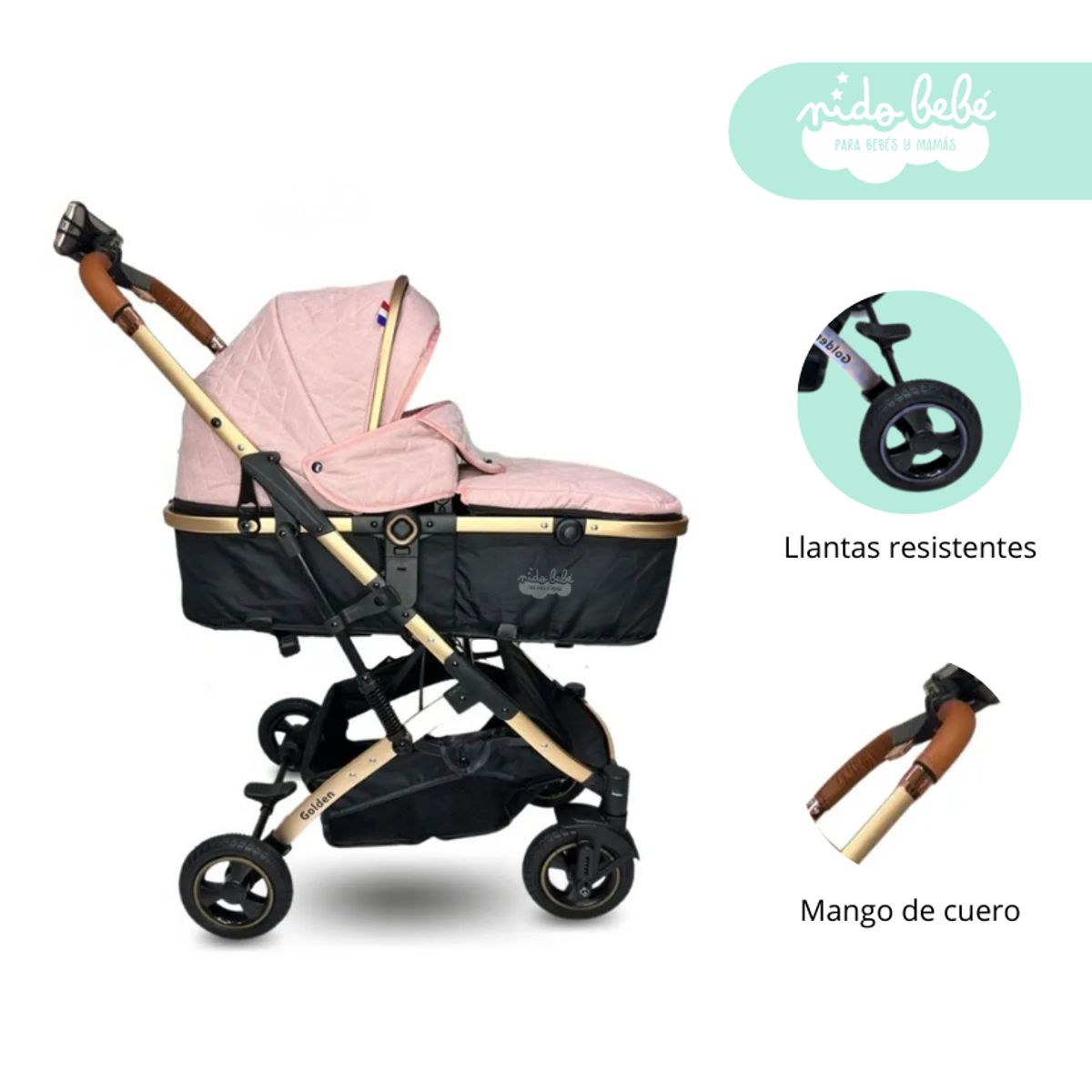 GENERICO - Coche Moises de bebe edicion deluxe Vaduz Rosado