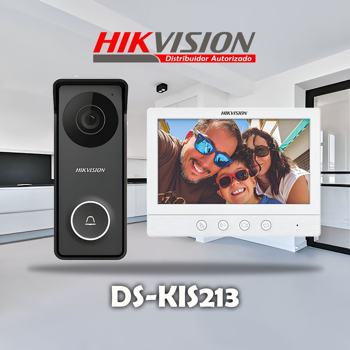 HIKVISION - INTERCOMUNICADOR VIDEOPORTERO DS-KIS213 HIKVISION FULL HD IP65 2 LCD 7