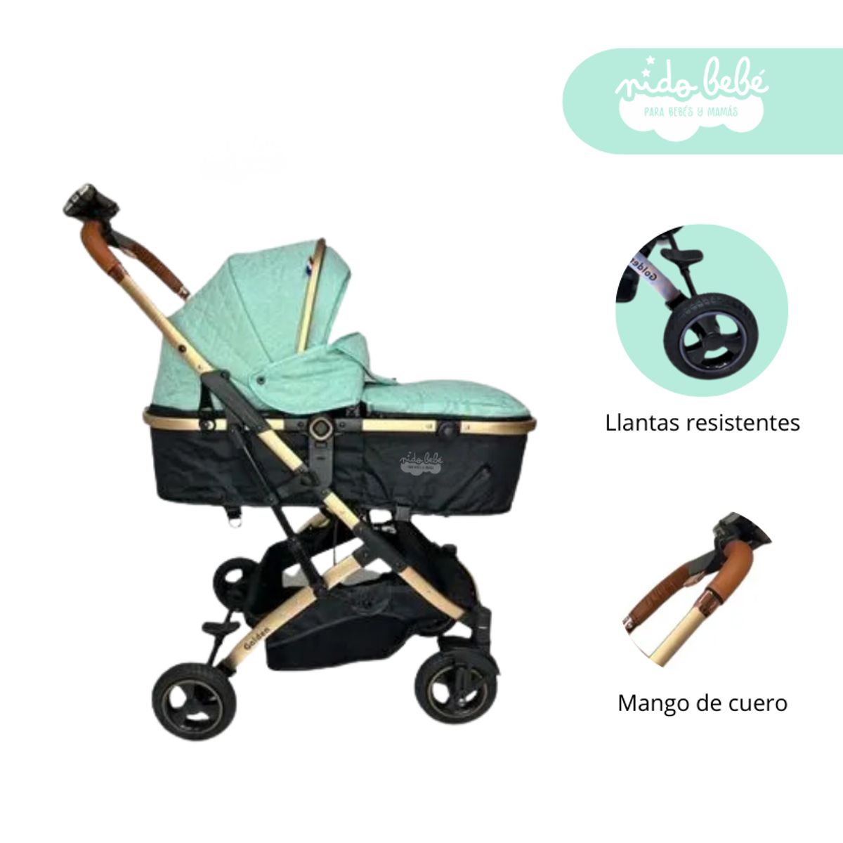 GENERICO - Coche Moises de bebe edicion deluxe Vaduz Verde