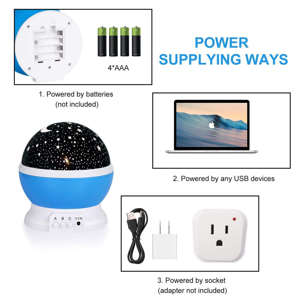 GENERICO - Lámpara Proyector De Noche Giratorio Para Dormir Luz LED