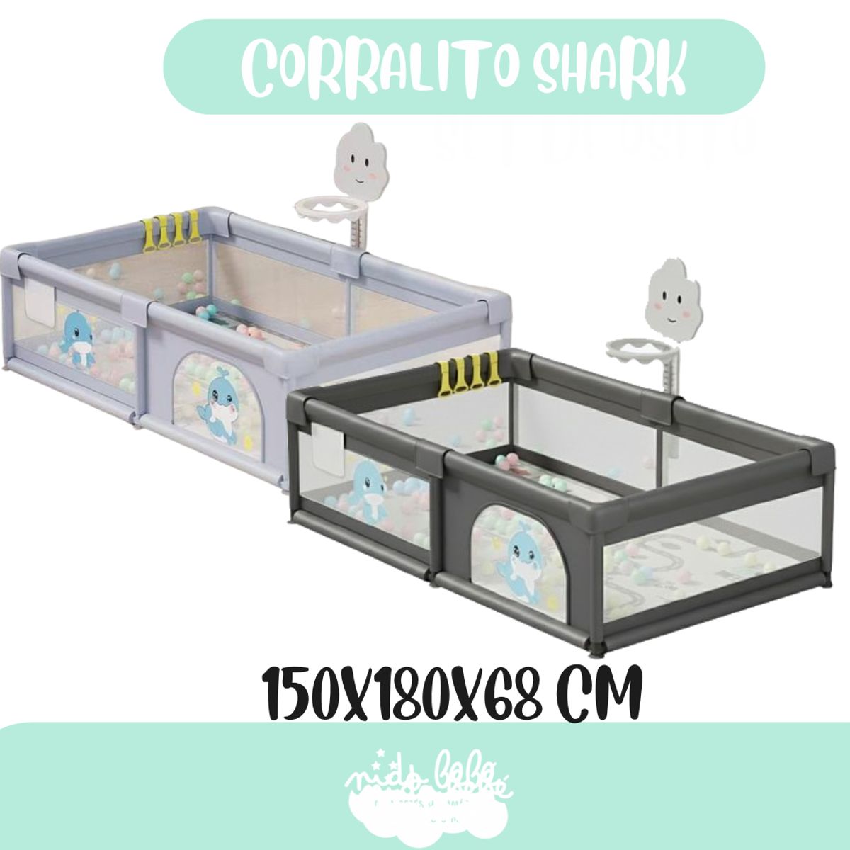 GENERICO - CORRALITO SHARK ARO DE BASQUET GRIS OSCURO