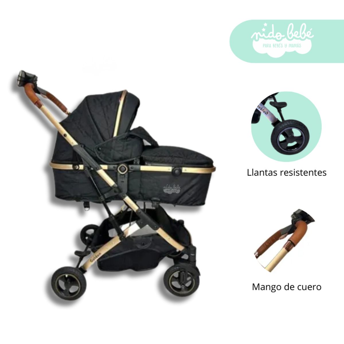 GENERICO - Coche Moises de bebe edicion deluxe Vaduz Negro