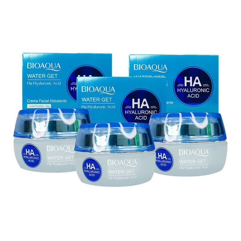 BIOAQUA - PACK 3 CREMA HIDRATANTE DE ACIDO HIALURONICO WATER GET BIOAQUA