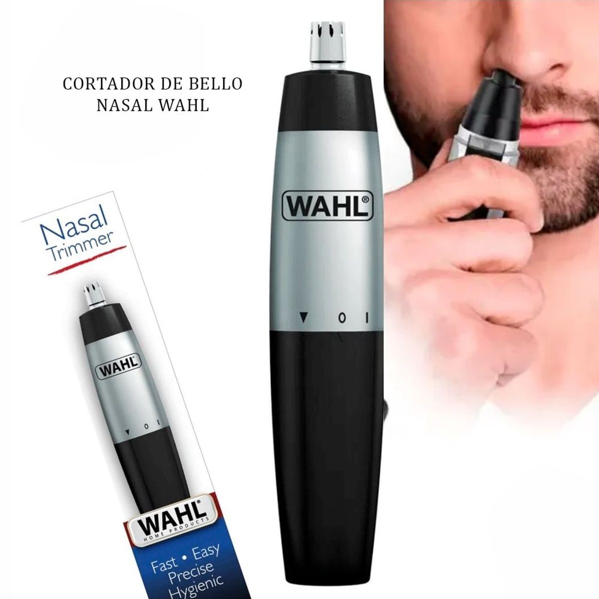 WAHL - Cortador de bello rotativo Nasal Trimmer para uso en húmedo y seco