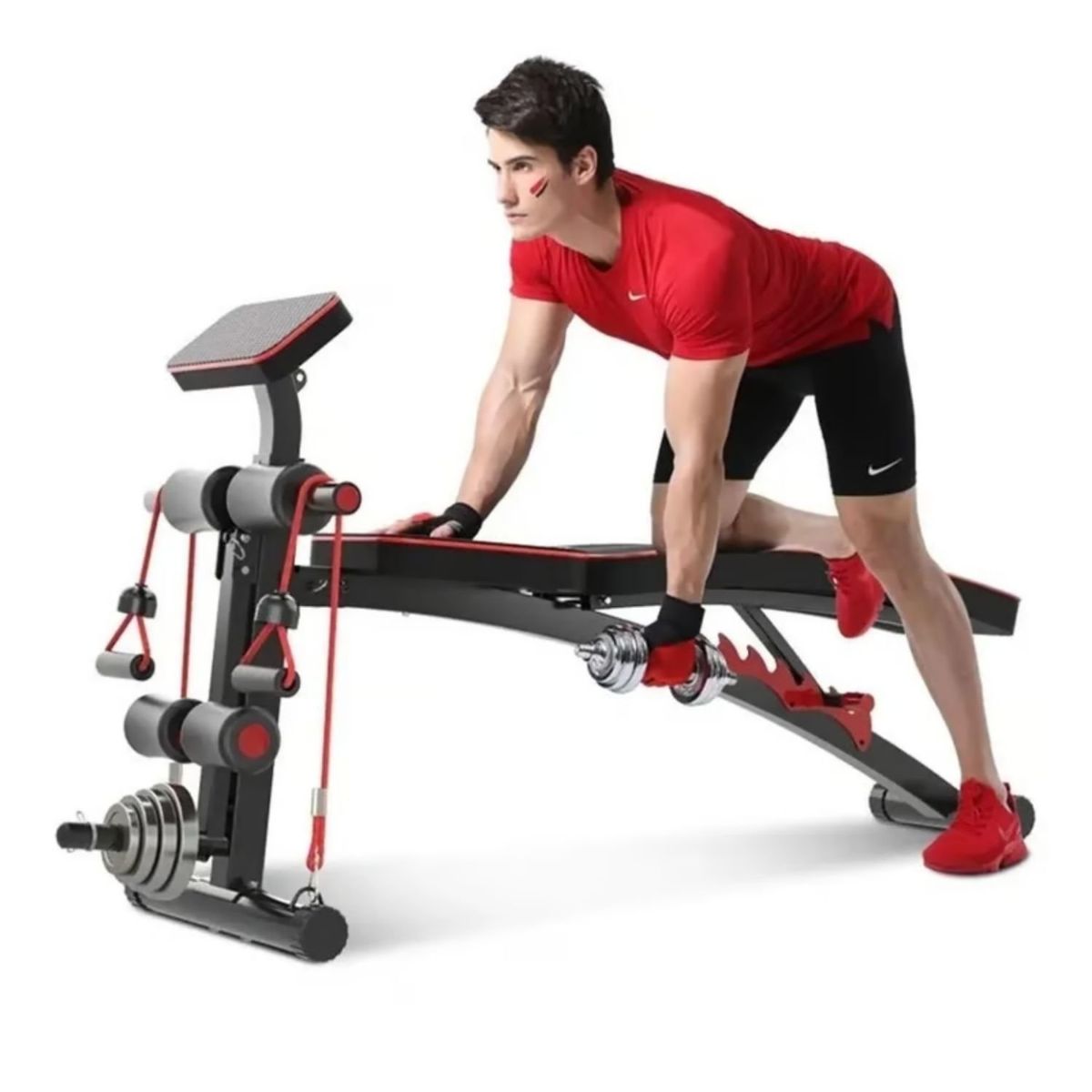 SPORT FITNESS - Banca Multifuncional  con ligas y porta discos