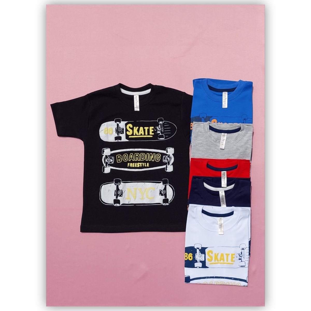 JOHN PRINCE - John Prince Polo niños 100% algodón con estampado skate