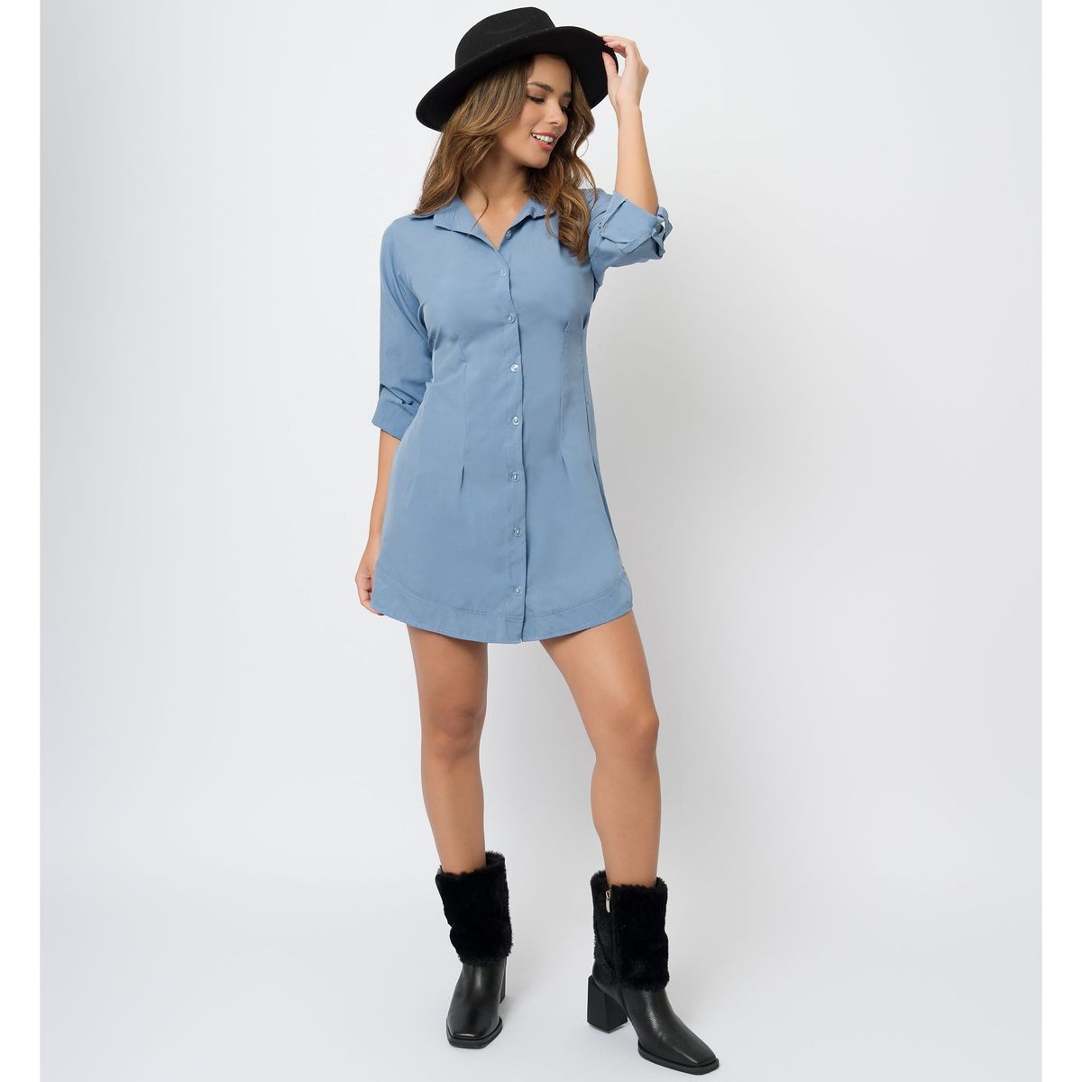 DOLCATTA - Vestido Luana - Steel Blue