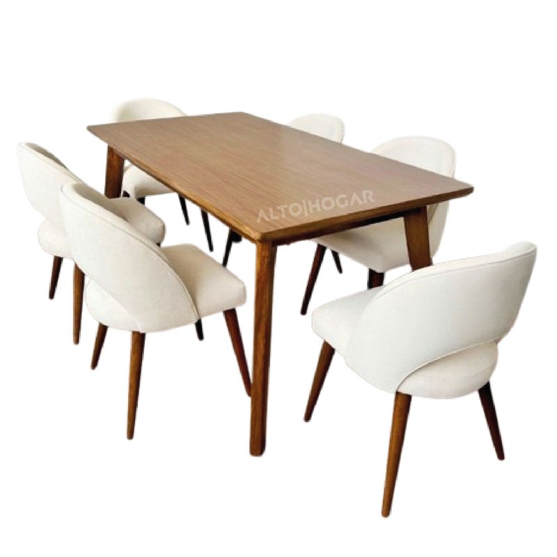 ALTO HOGAR - Juego de Comedor 6 Sillas Cayetana Crema