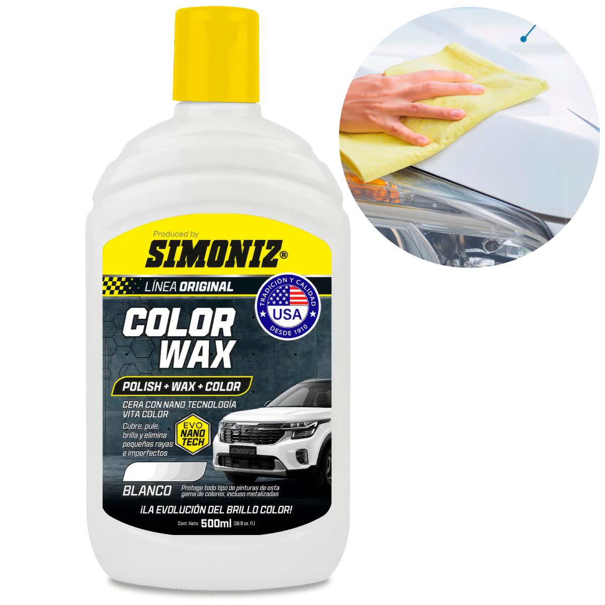 SIMONIZ - Cera Simoniz Liquida 500ml 3en1 Tecnologia EVO NANO Color Blanco