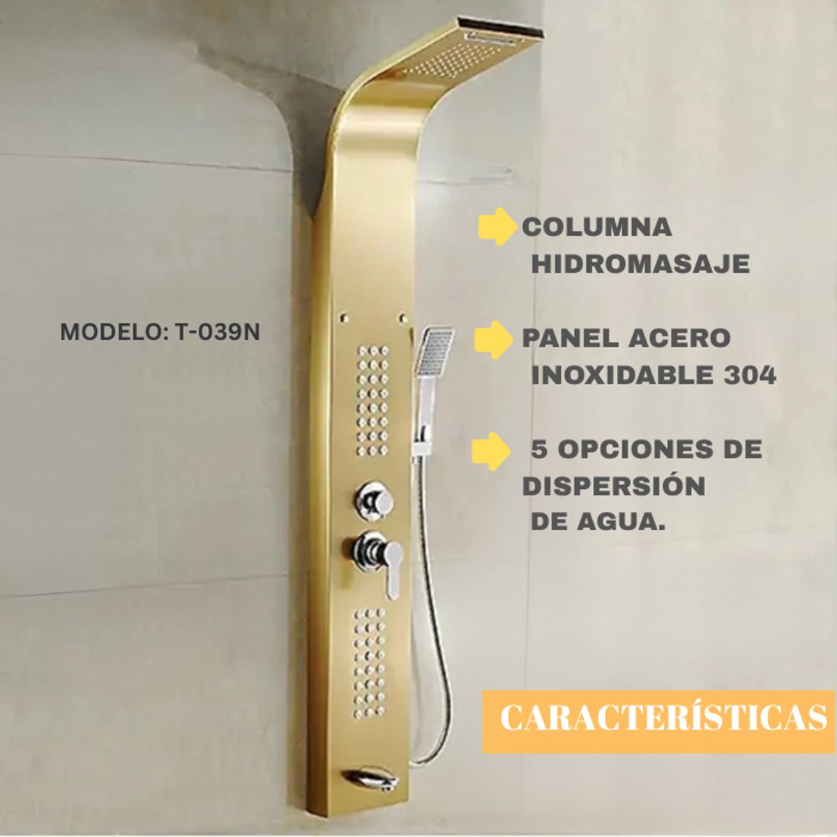 XM - COLUMNA DE DUCHA  DORADO T-039D
