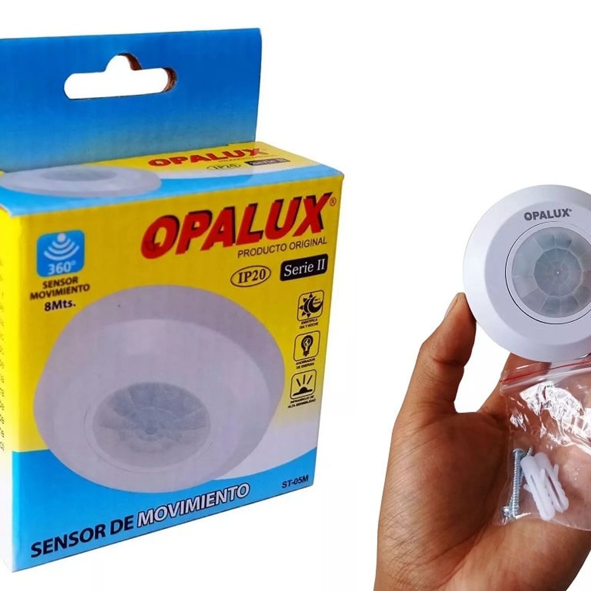 OPALUX - Sensor De Movimiento Opalux Mini 360° Ip20 Serie II St-05m 6mts