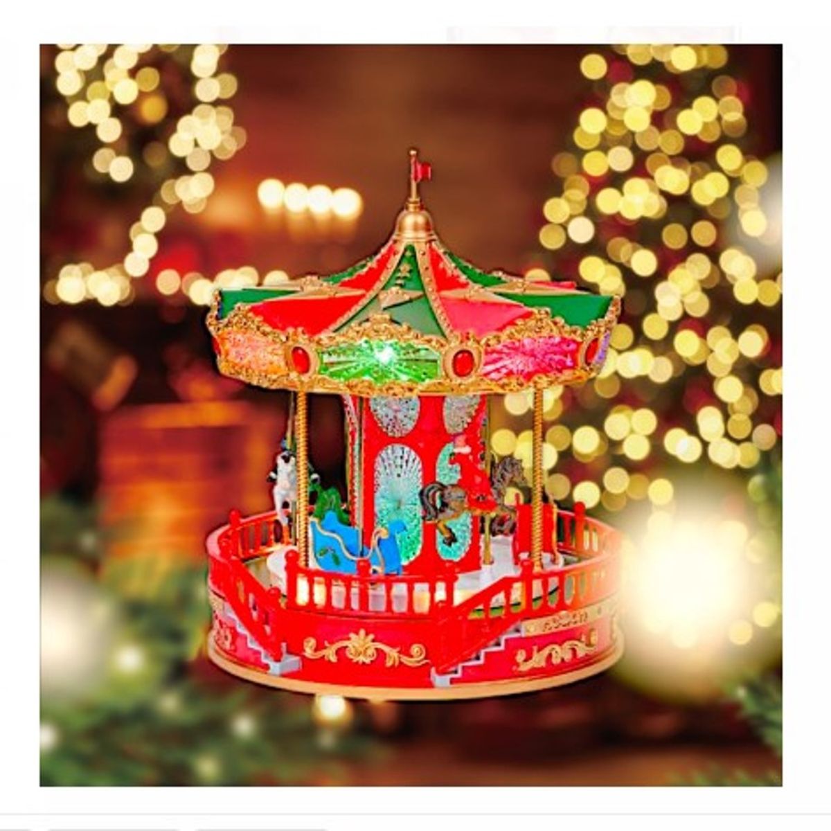 GENERICO - CARRUSEL MUSICAL LUMINOSO GRANDE CON PILAS Y CONECTOR USB