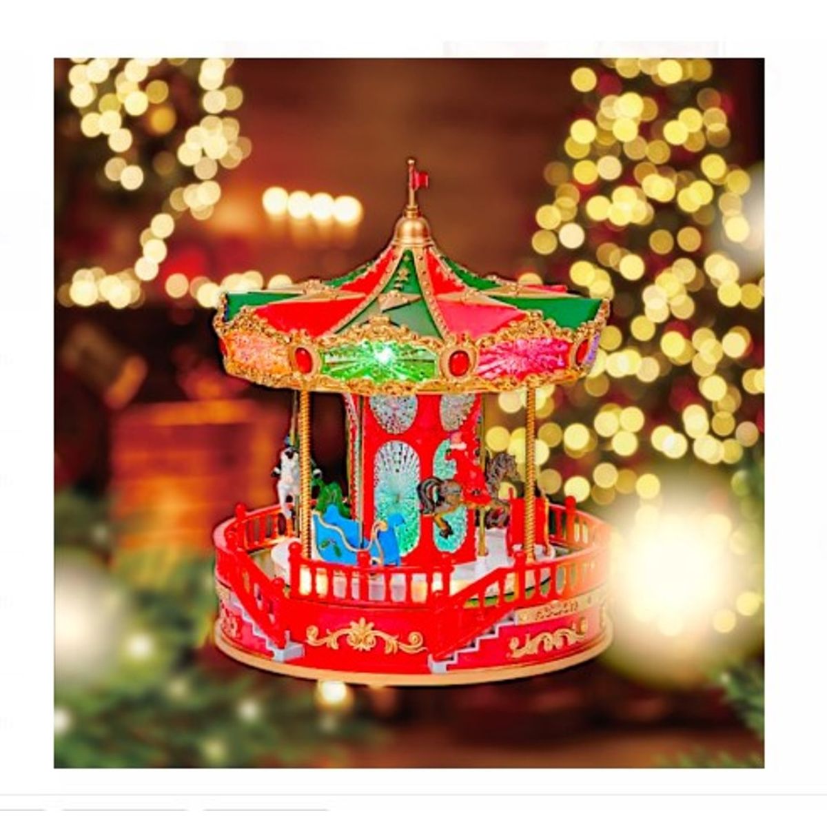 GENERICO - CARRUSEL MUSICAL LUMINOSO GRANDE CON PILAS Y CONECTOR USB